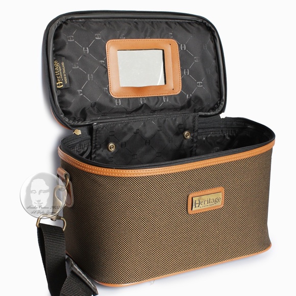 Etienne Aigner Train Case Heritage Travel Bag Cosmetics Case with Strap Vintage - Picture 8 of 10